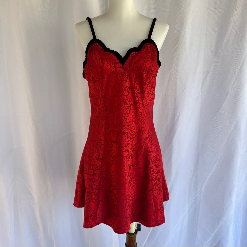 Victorias secret gold label slip lingerie dress red satin small